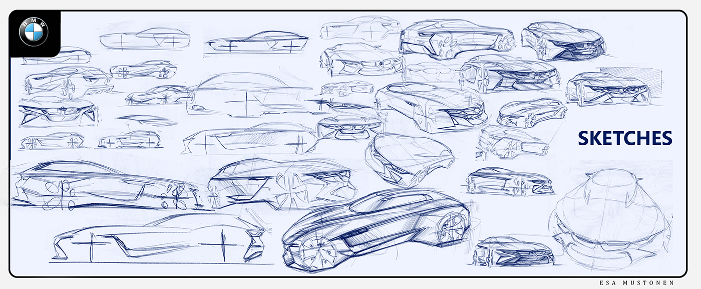 bmw，Render，design sketch，vehicle，Hand drawn，