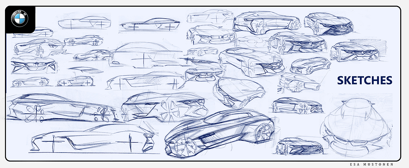 bmw，Render，design sketch，vehicle，Hand drawn，
