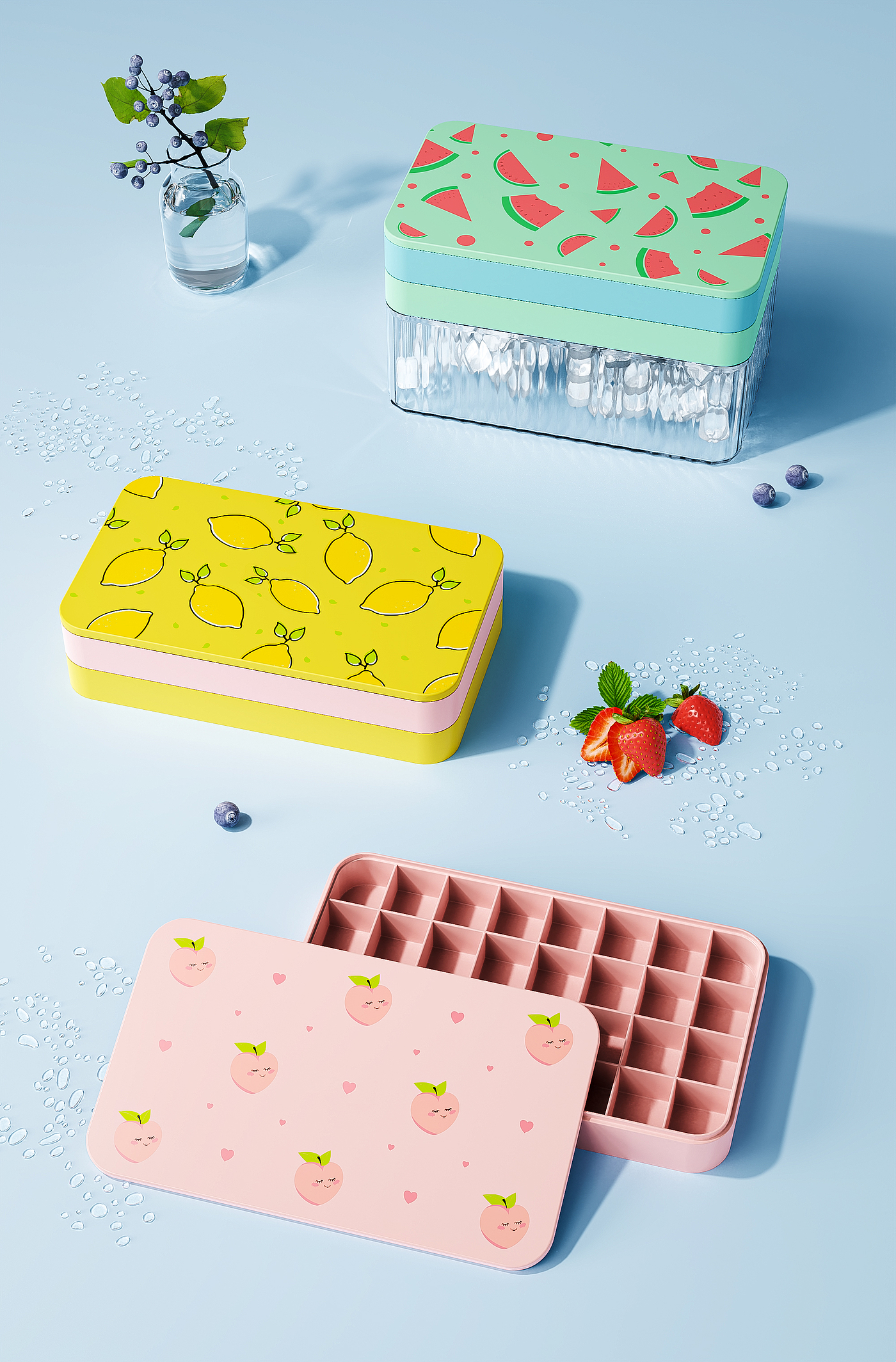 Ice lattice，lovely，Mother and baby，keyshot，Render，