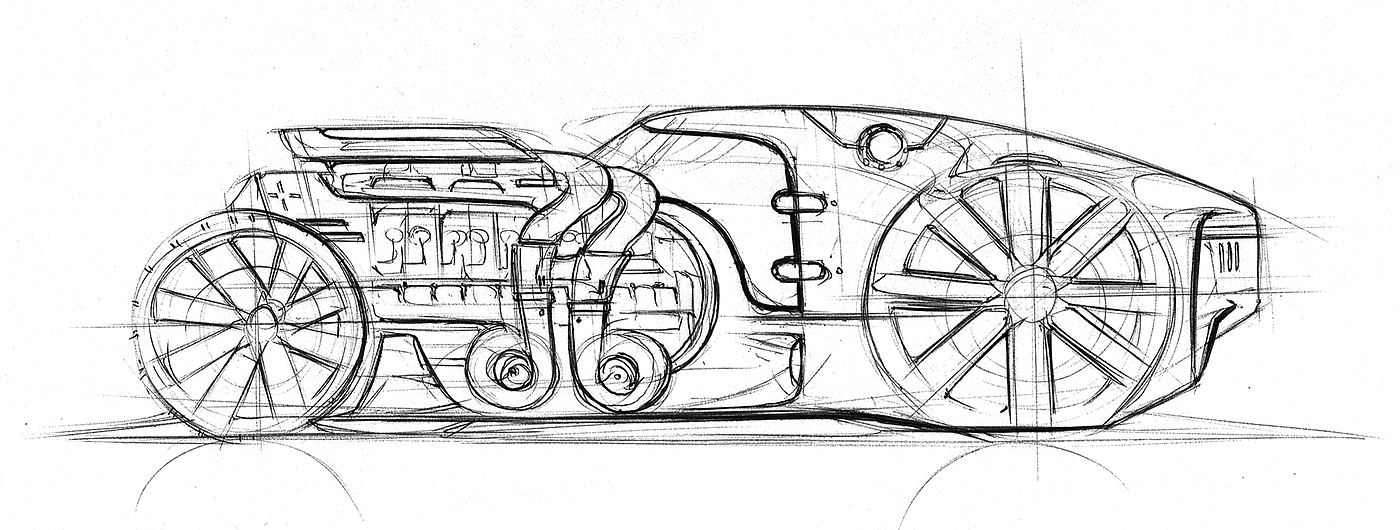 Hand drawn，automobile，Line，