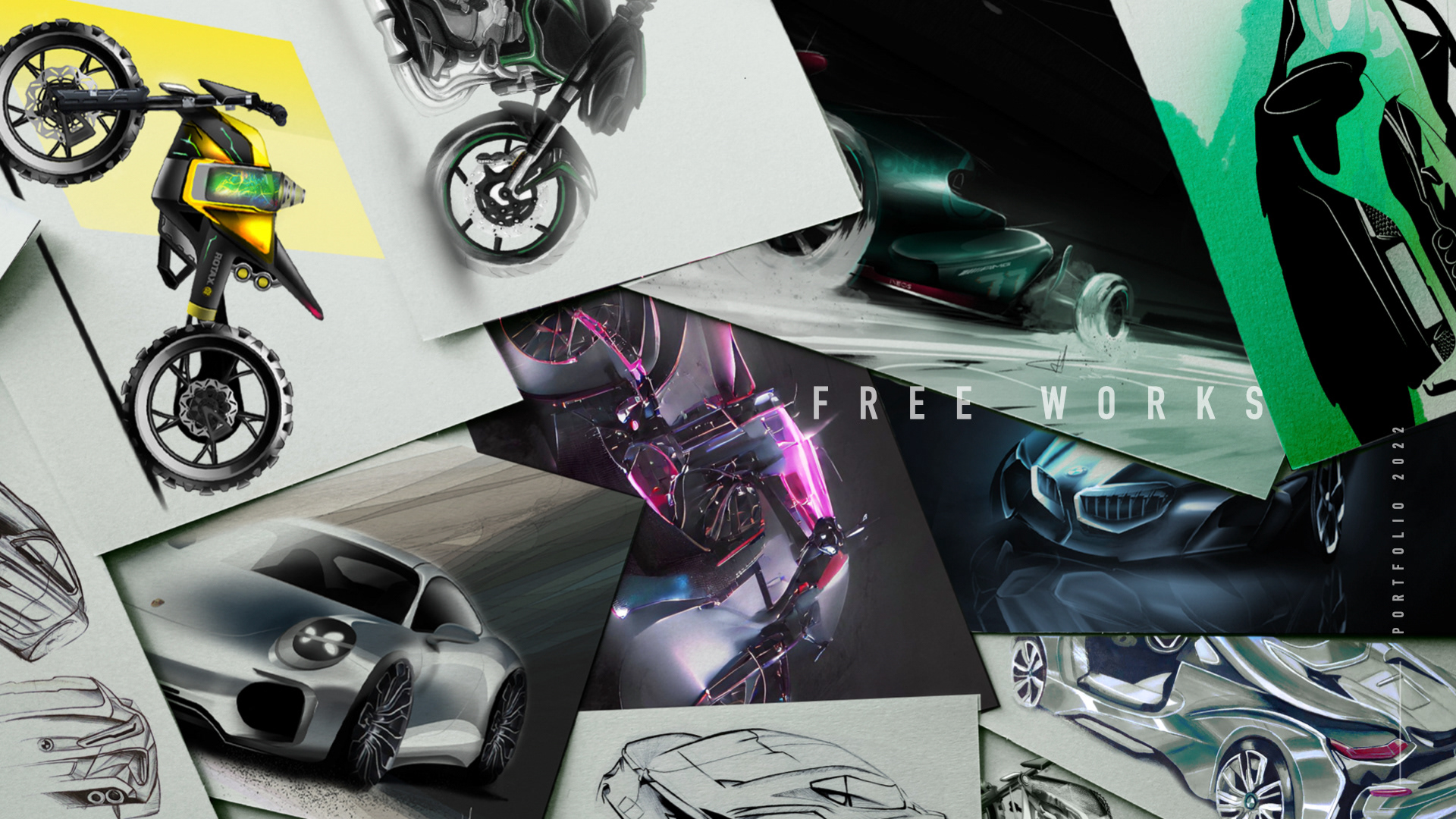 motorcycle，automobile，Sketch，conceptual design，