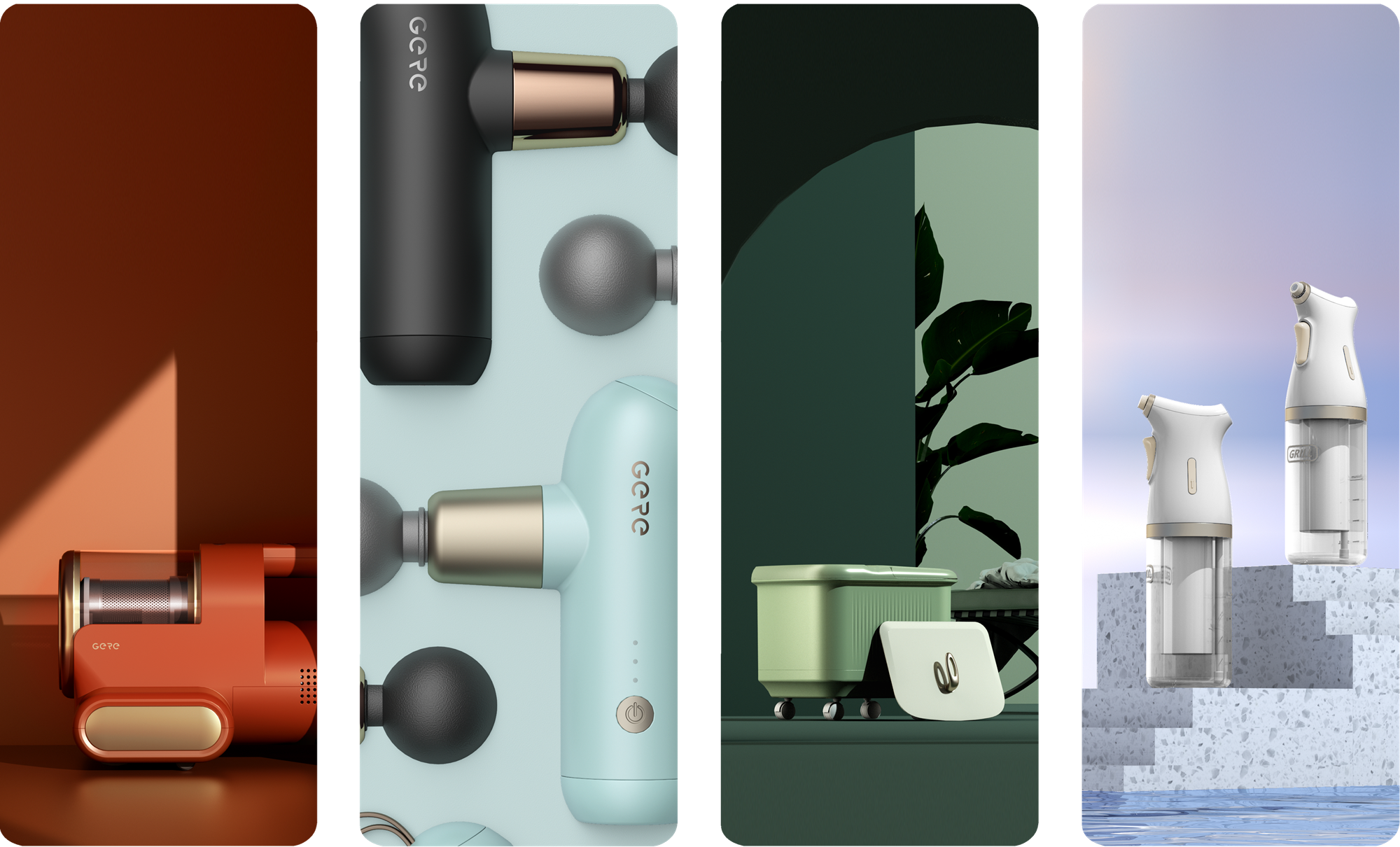 Grey design，Design compilation，Retro，Mite remover，Fascia gun，Foot bath，Oil spray pot，Products Home Appliances，