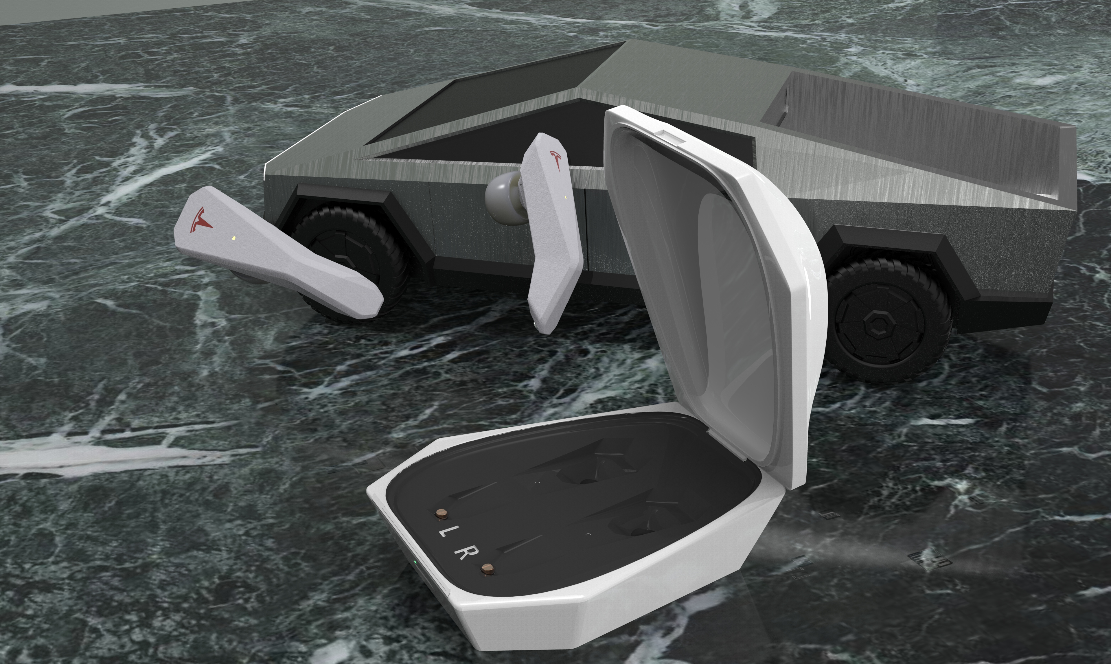 Sense of science and technology，TWS headset，Tesla，Simplicity，fashion，