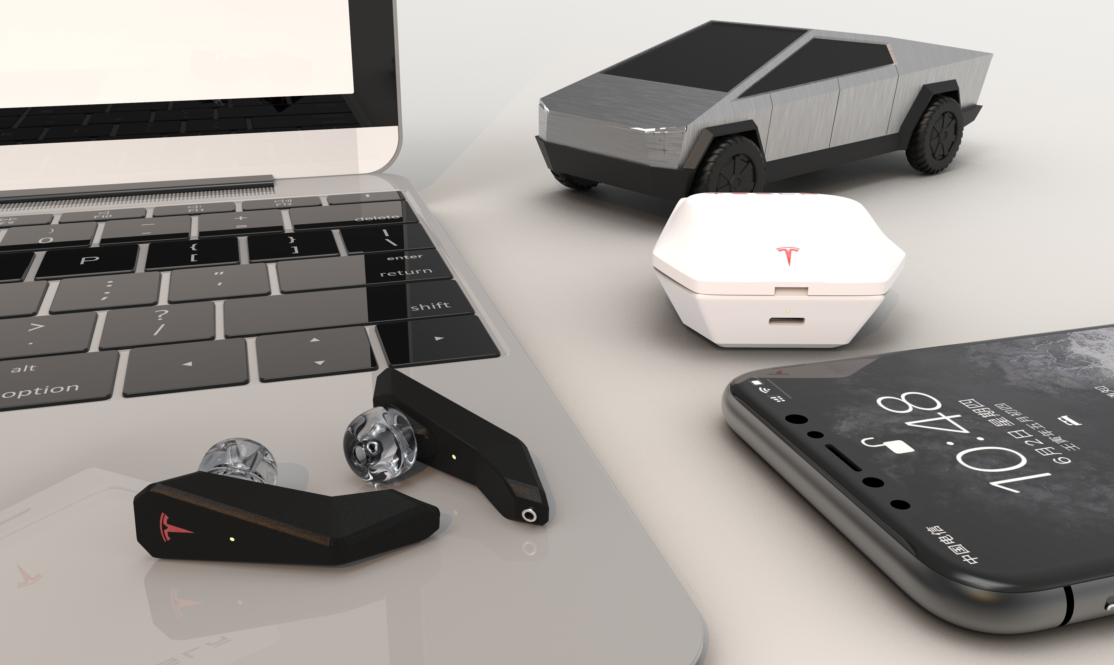 Sense of science and technology，TWS headset，Tesla，Simplicity，fashion，