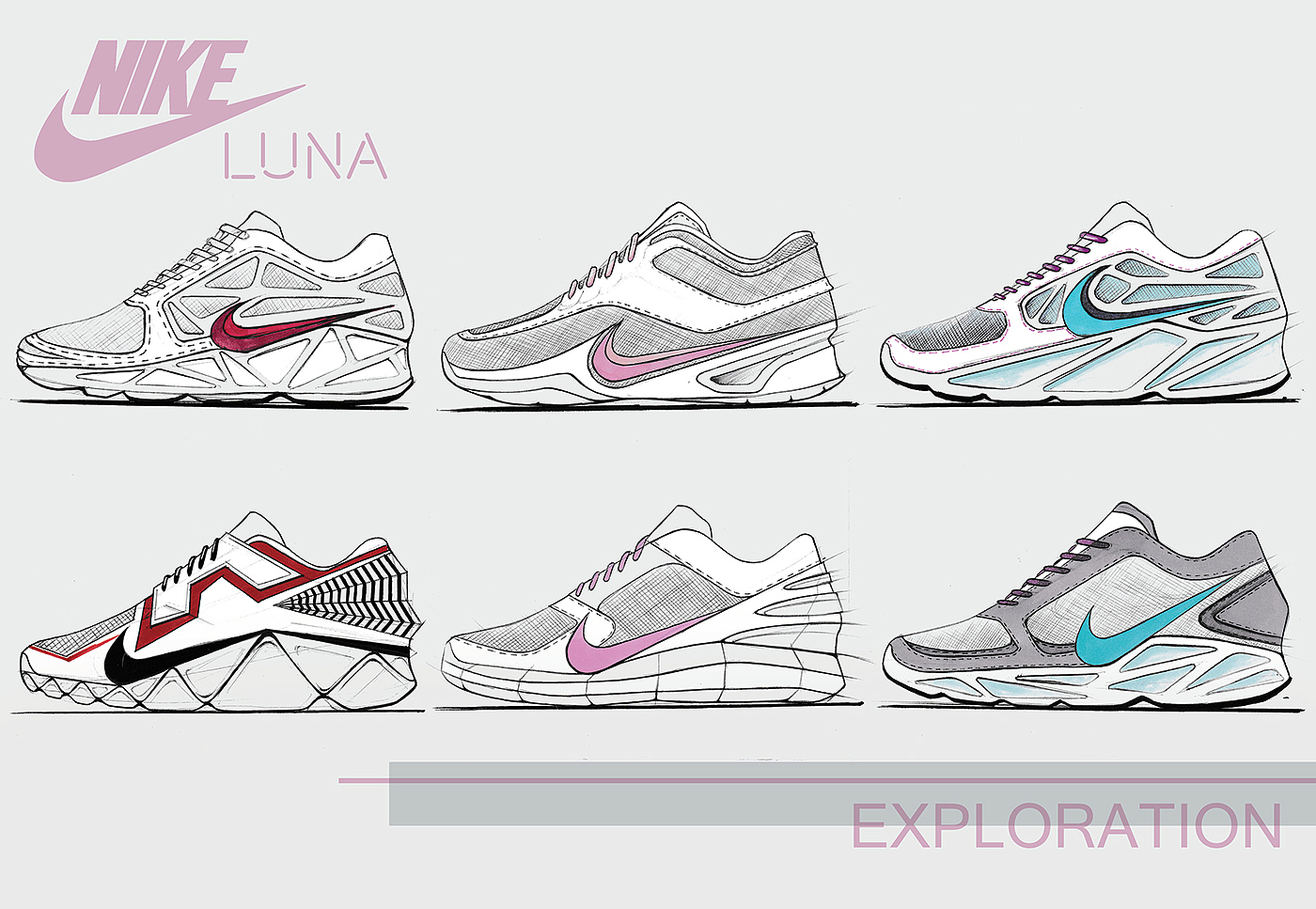 Reprint，Nike，sneakers，Pink，luna，conceptual design，