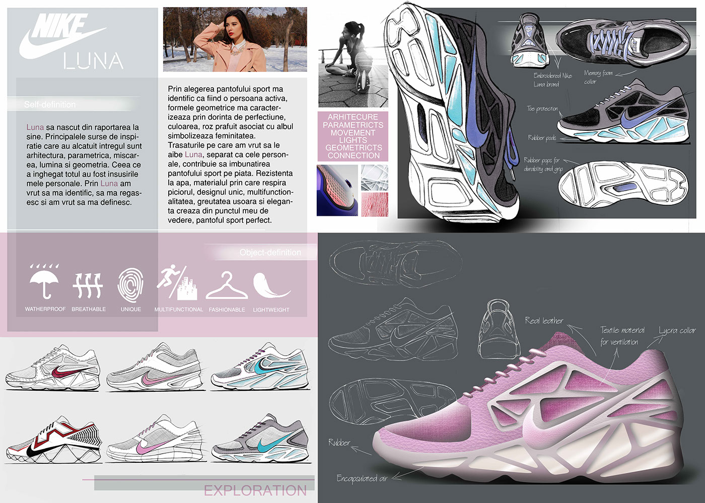 Reprint，Nike，sneakers，Pink，luna，conceptual design，
