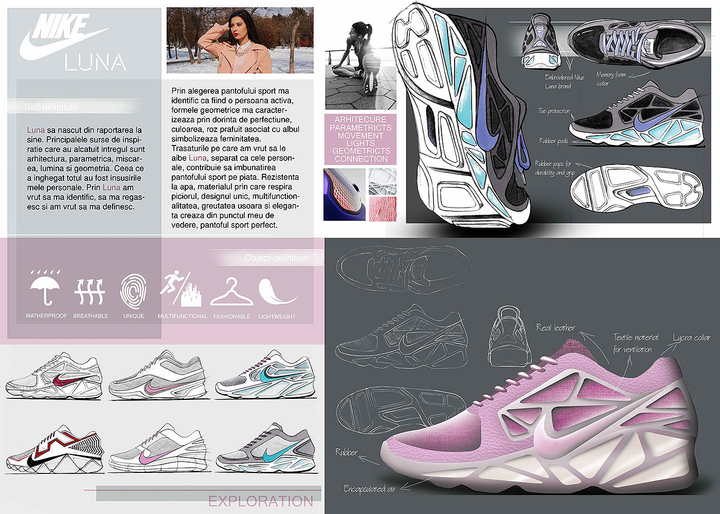 Reprint，Nike，sneakers，Pink，luna，conceptual design，