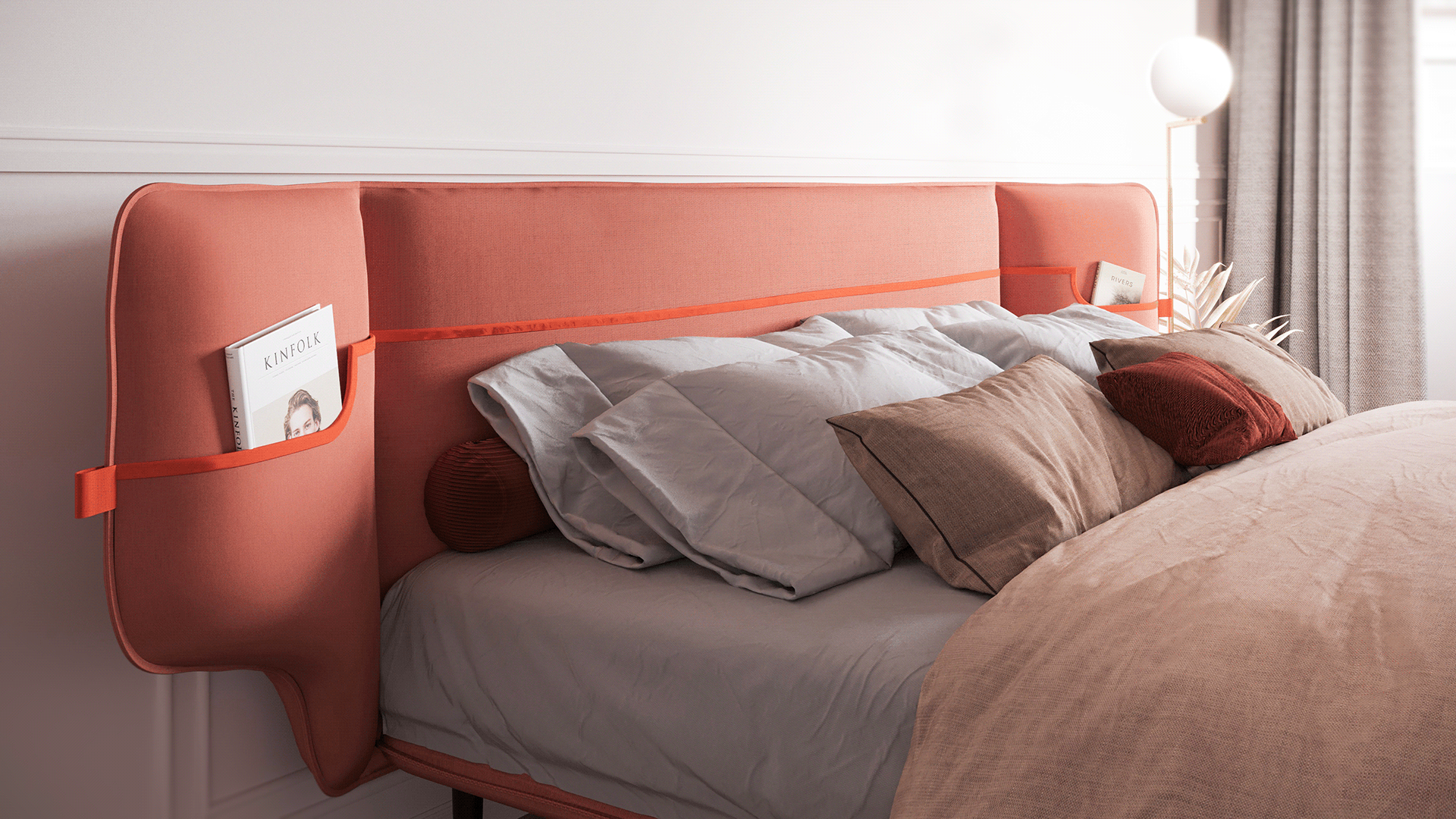 furniture，Bed，interior space ，Designer furniture，Original design，furniture design ，Soft bag bed，Modern minimalism，