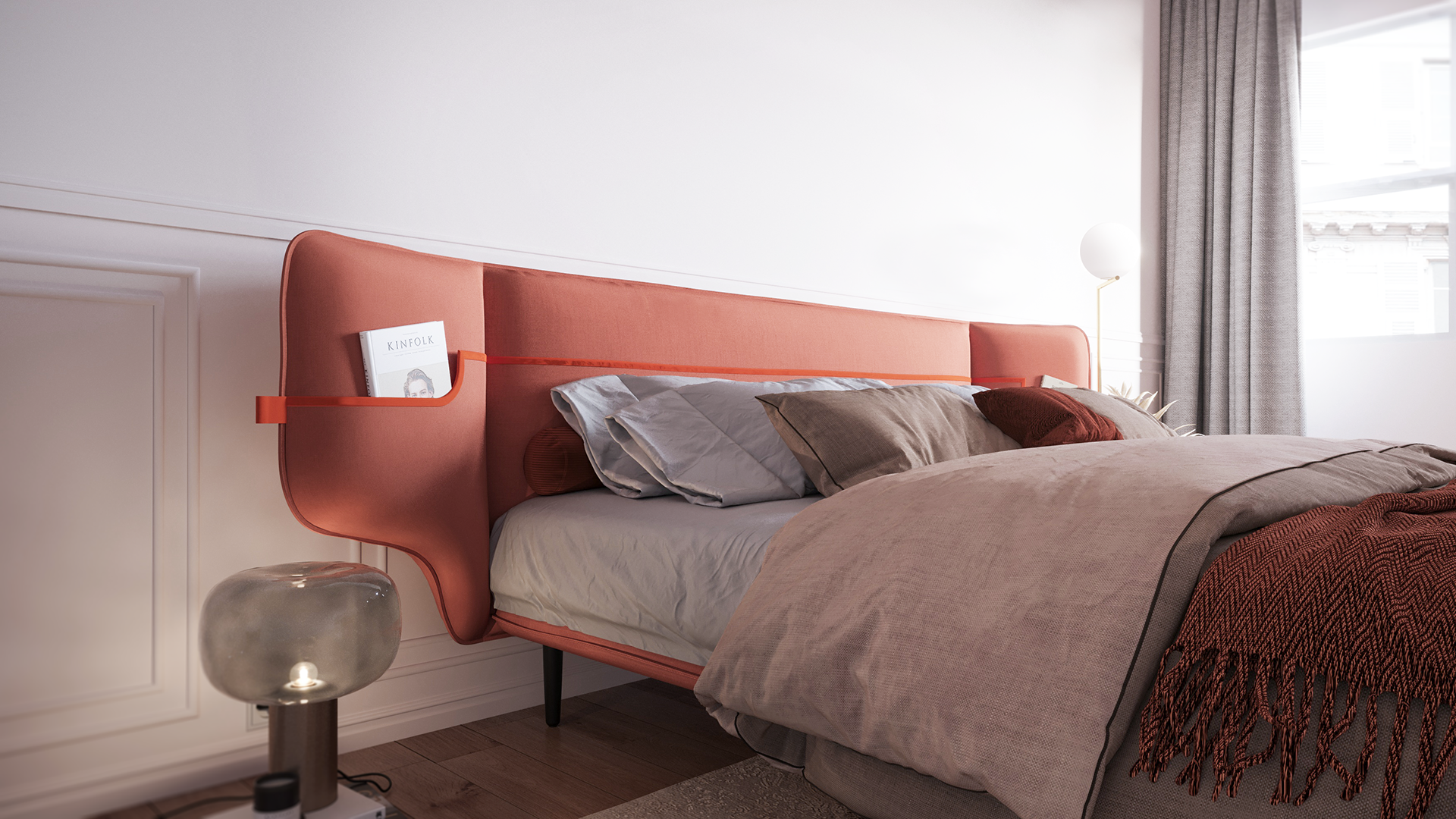 furniture，Bed，interior space ，Designer furniture，Original design，furniture design ，Soft bag bed，Modern minimalism，