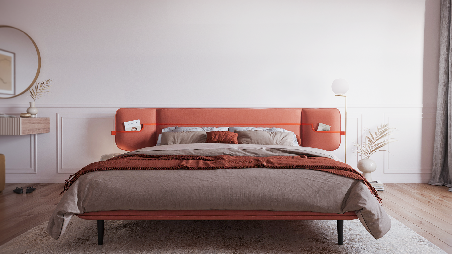 furniture，Bed，interior space ，Designer furniture，Original design，furniture design ，Soft bag bed，Modern minimalism，