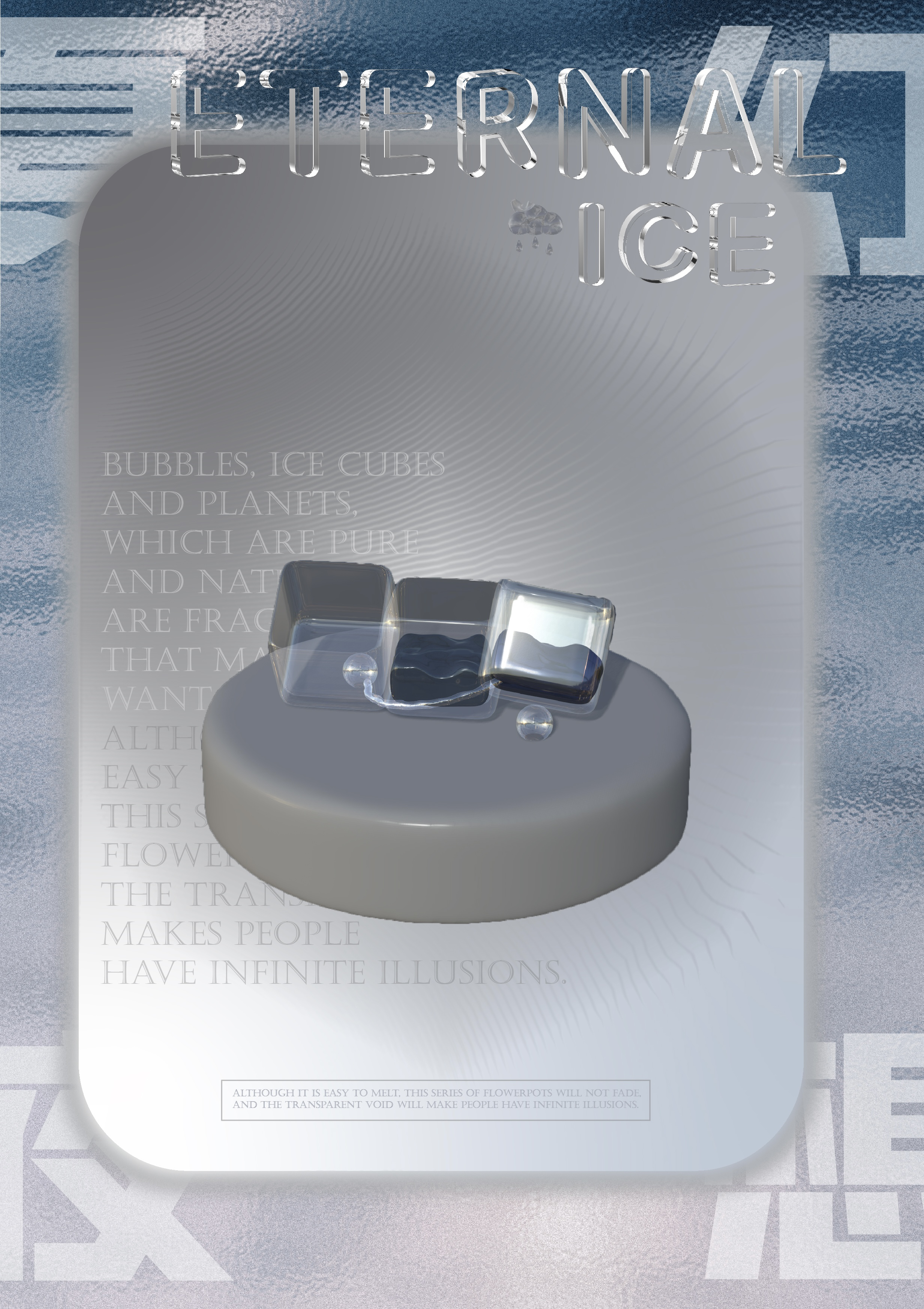 Flowerpot，poster，modeling，Typesetting，transparent，Bubble，star，ice block，