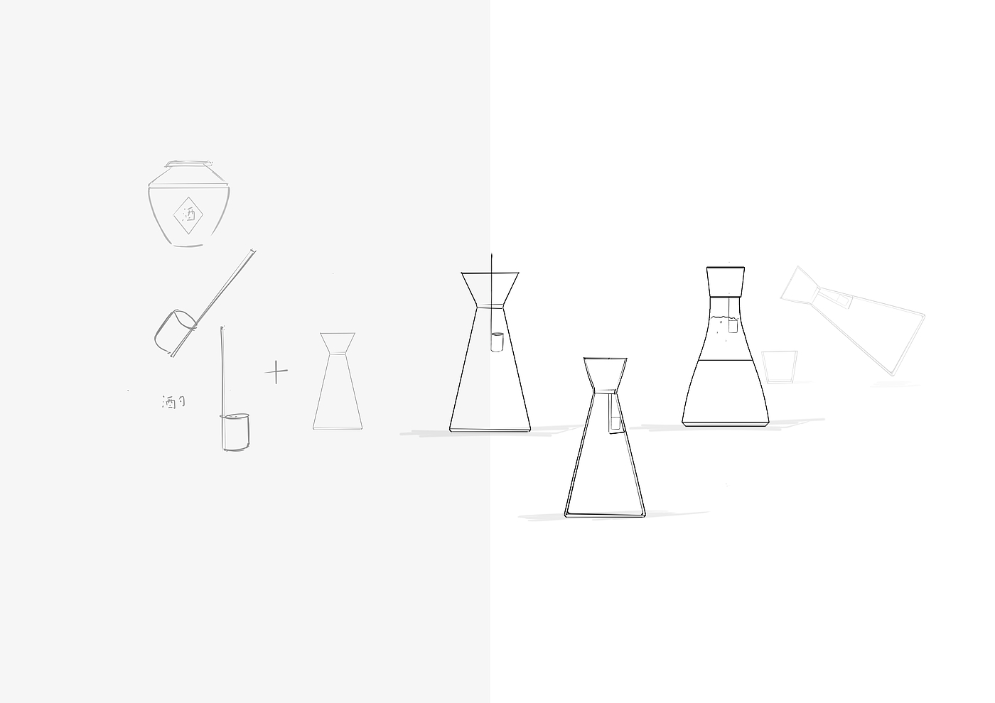 Wine bottle design, liquor, artwork, product rendering，