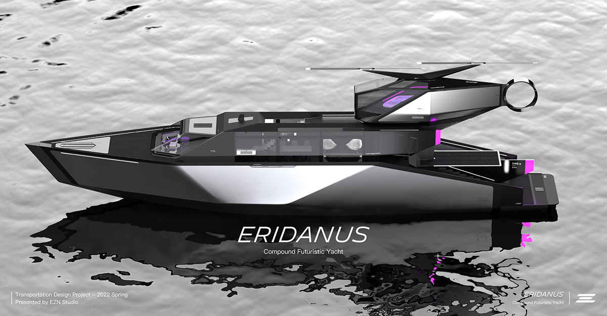 yacht，3D modeling，industrial design，ERIDANUS，