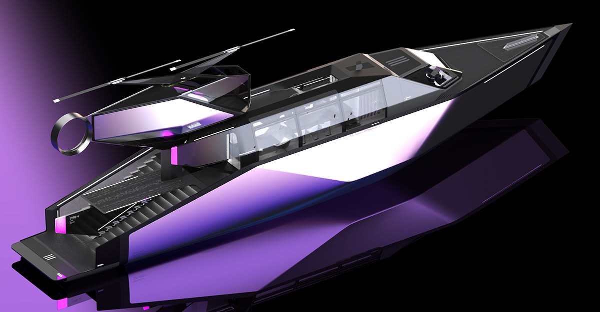 yacht，3D modeling，industrial design，ERIDANUS，