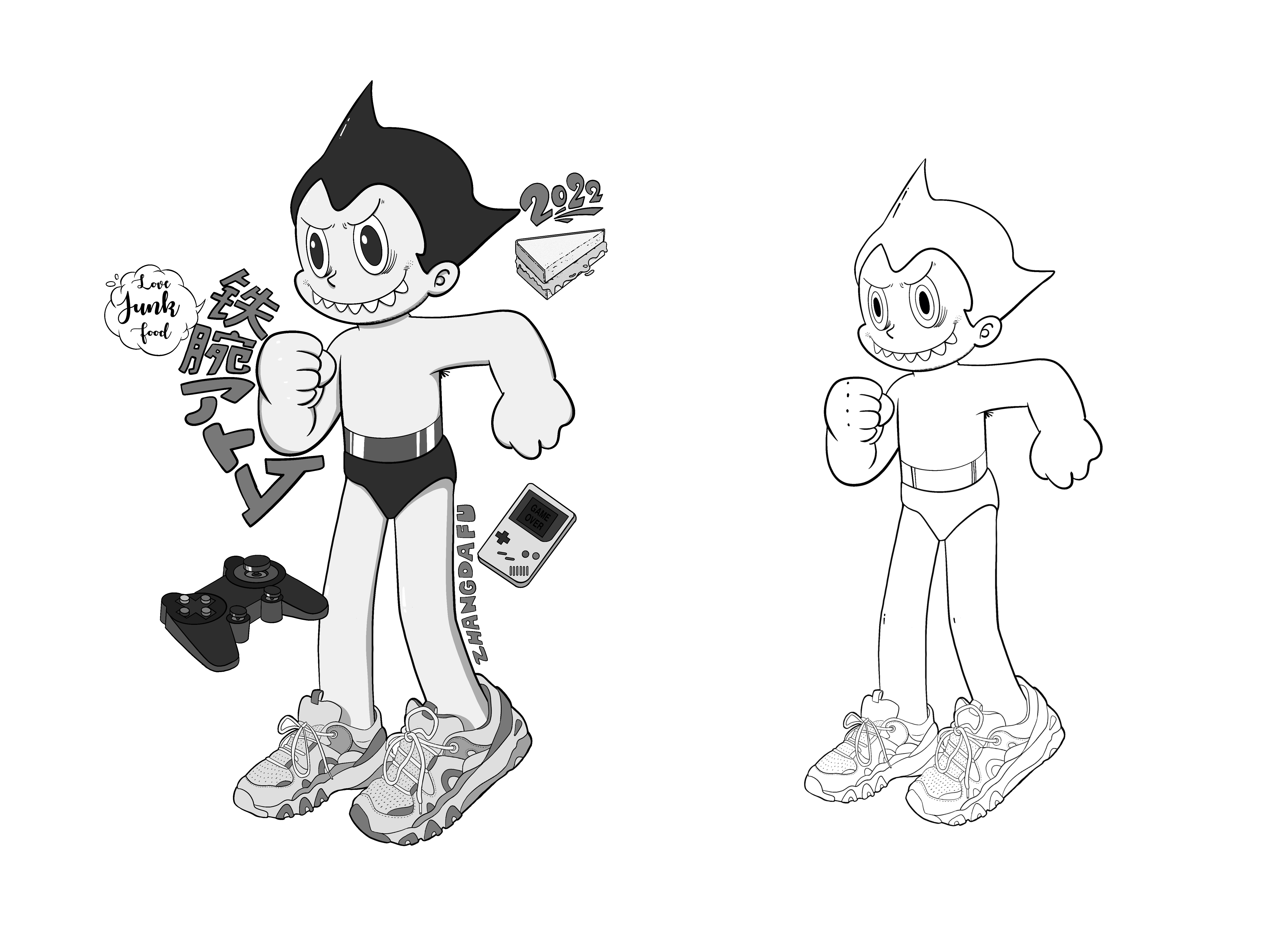 Illustration，Tide play，Graffiti，Spongebob，Mickey Mouse，