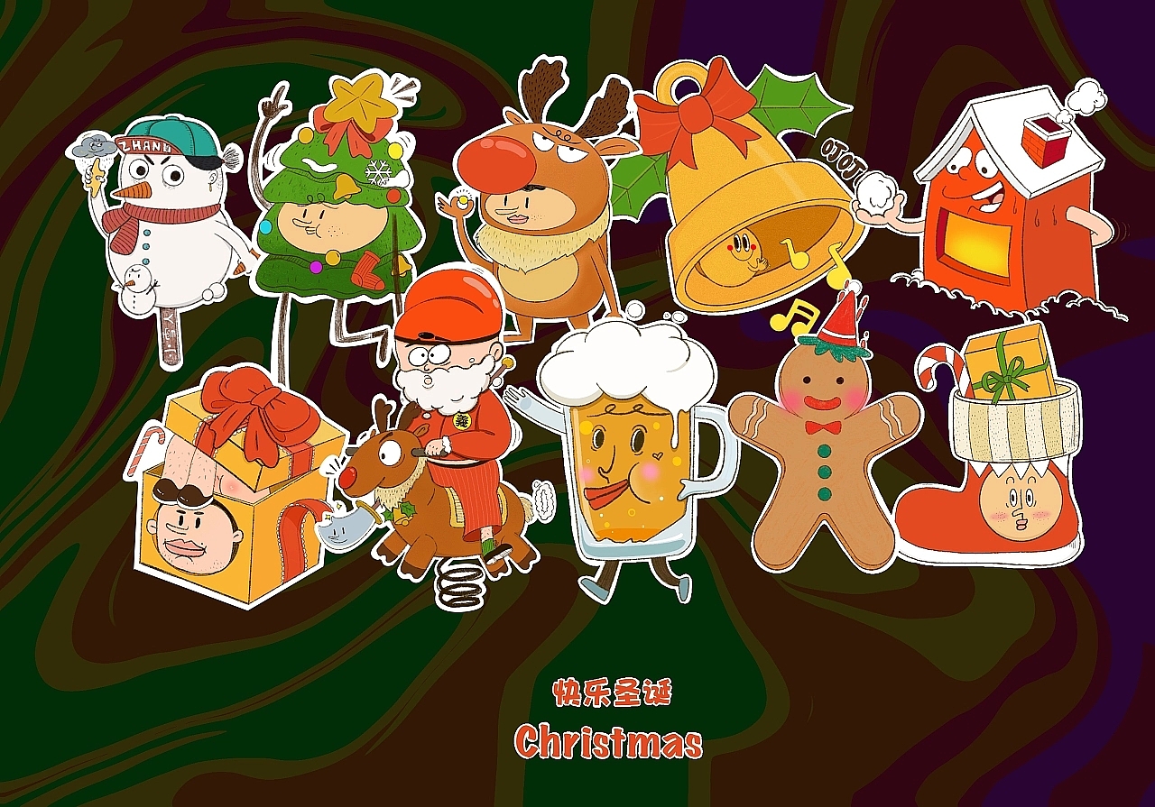 Christmas，Illustration，Sticker，