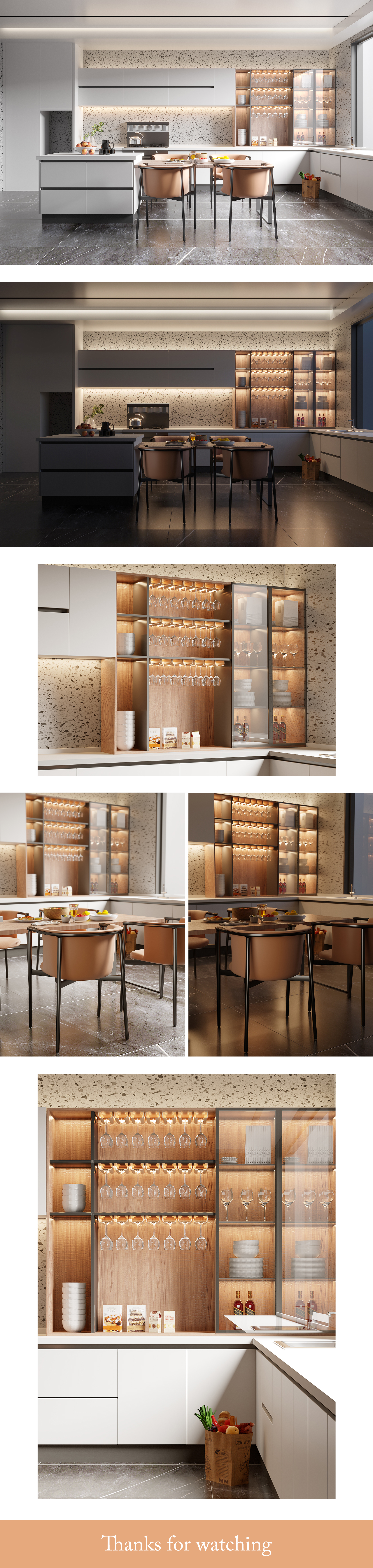 c4d，corona，Kitchen Interior，design sketch，E-commerce rendering，