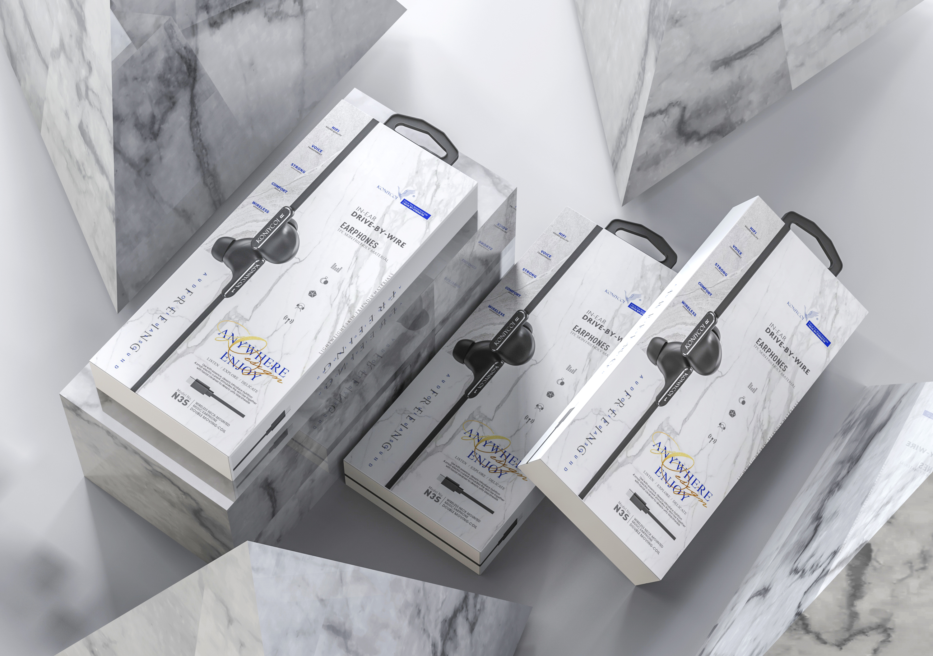 headset，packing design，Electronic product packaging，3C packaging，Earphone packaging，Line control earphone，