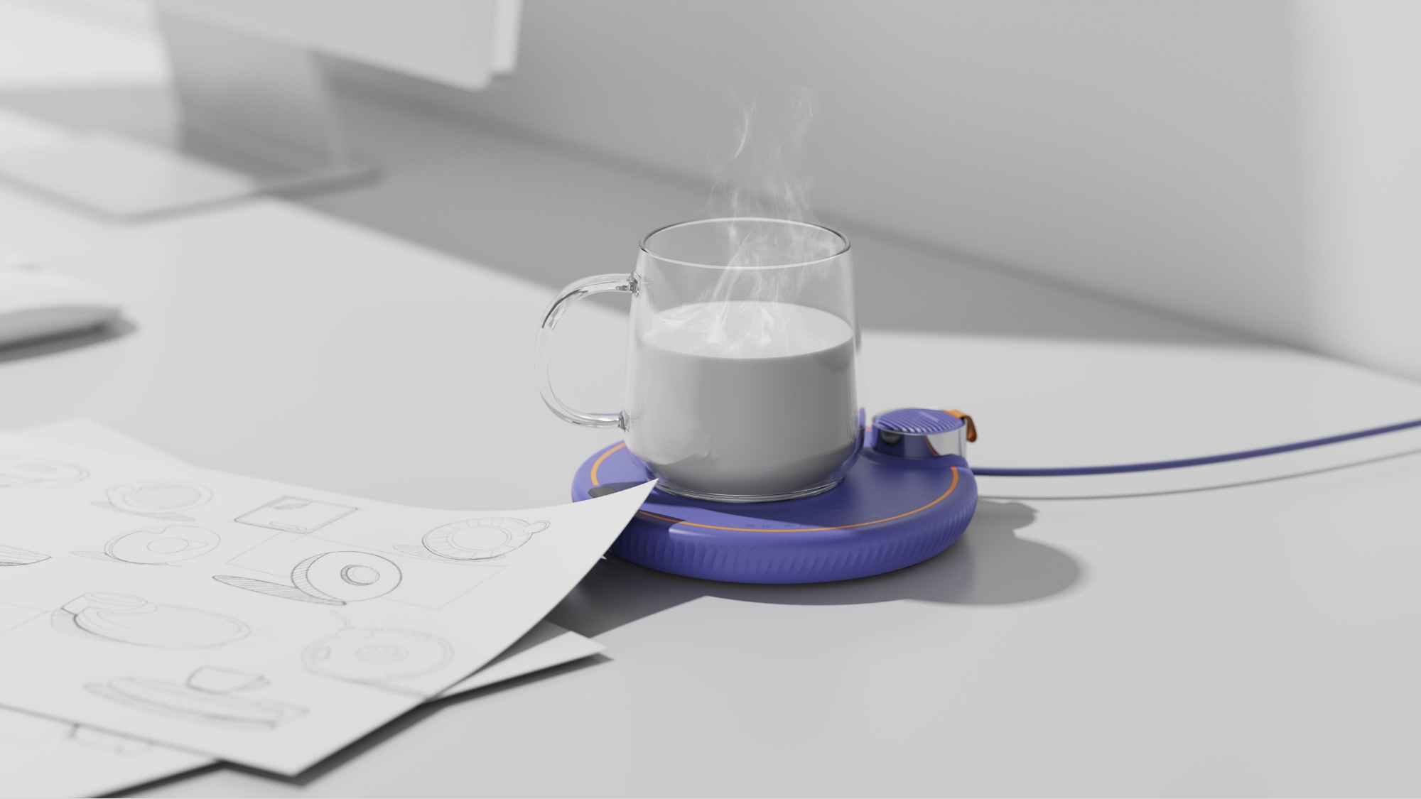 product design，industrial design，Keyshot rendering，Warm coaster，sample reels，