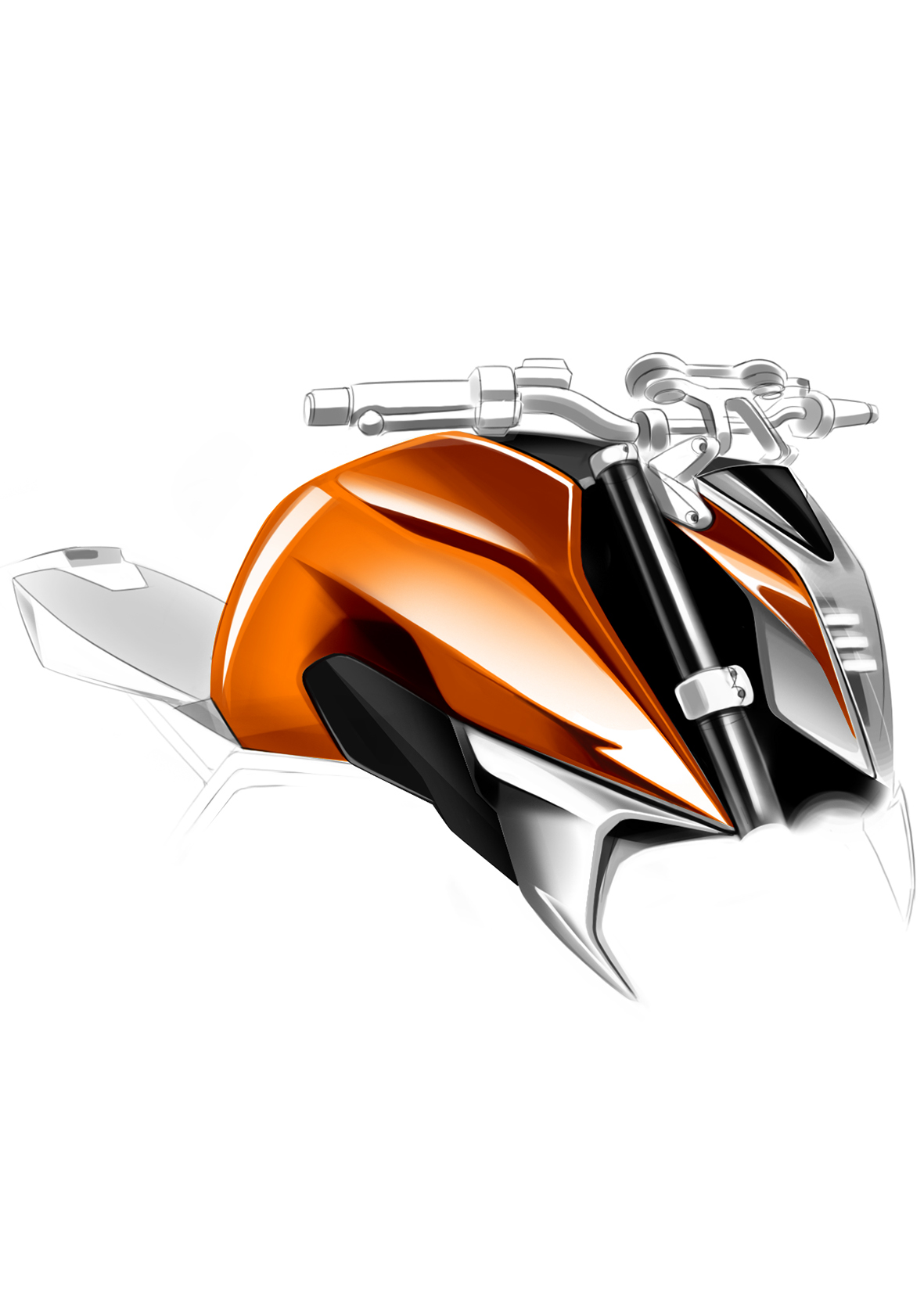 Hand drawn，draft，motorcycle，modelling，