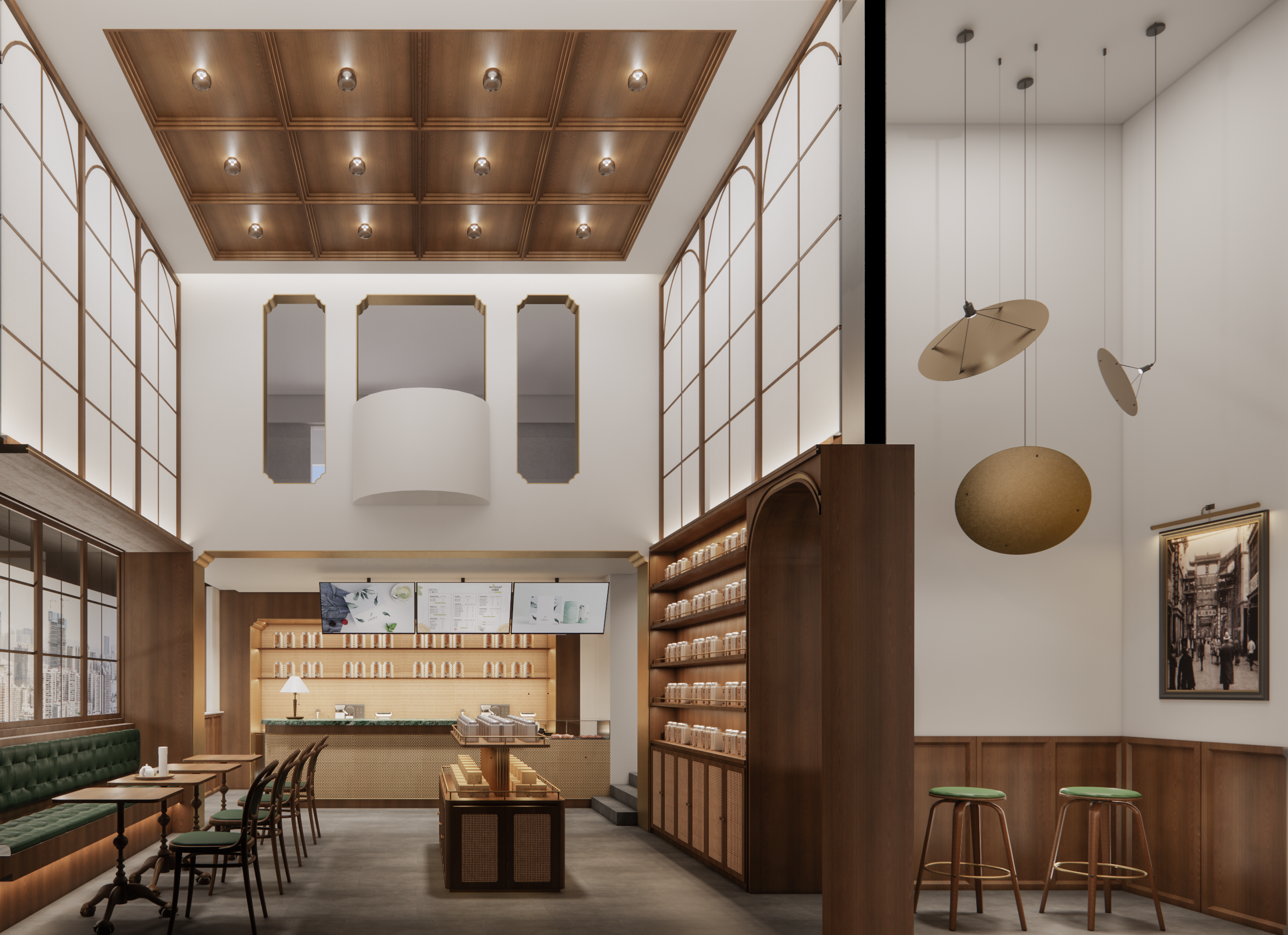 Republic of China style; Modern; Tea space; Effect diagram，