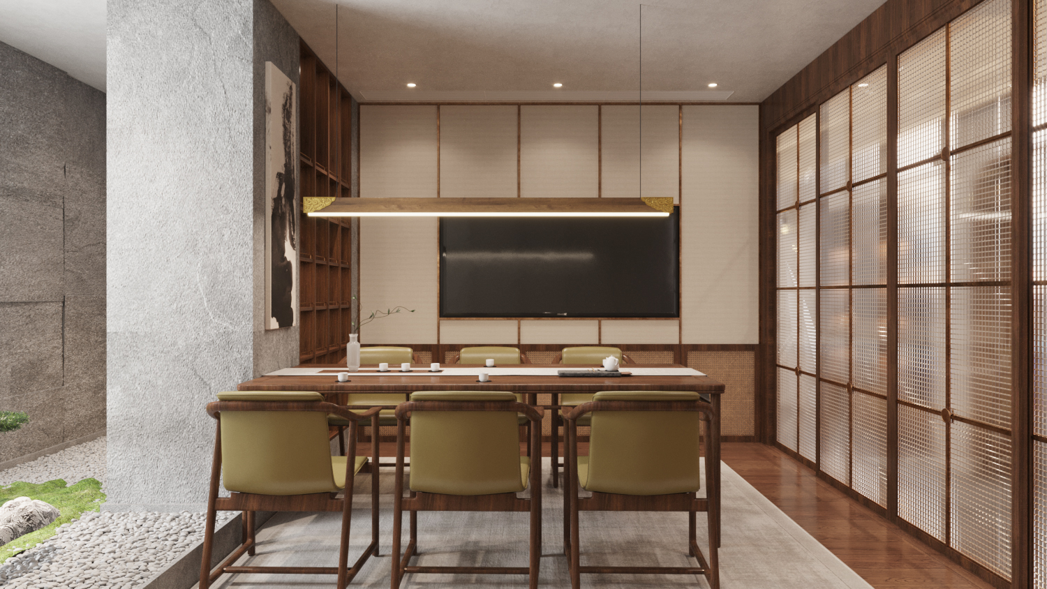 Republic of China style; Modern; Tea space; Effect diagram，