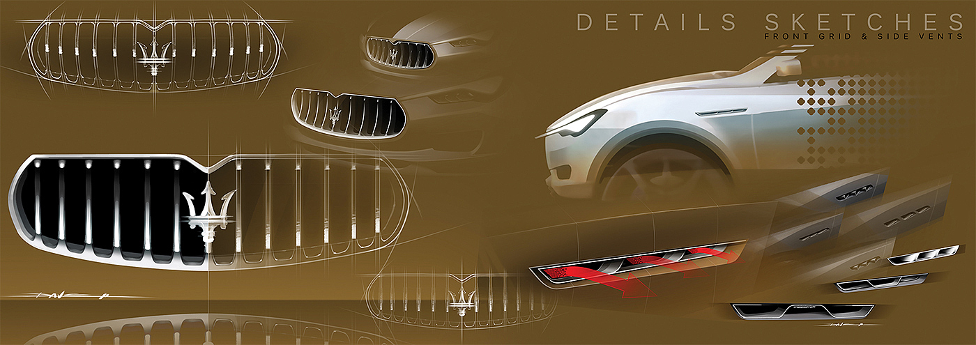 Automobile design，Concept car，Maserati，Hand drawn，