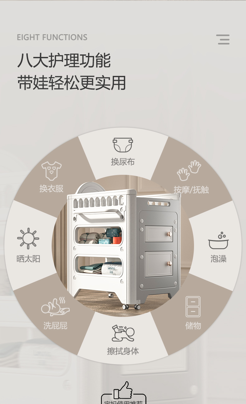 Good things for mothers and babies，Nursing table，Wash and protect，Baoma，Diaper table，take a shower，Storage，