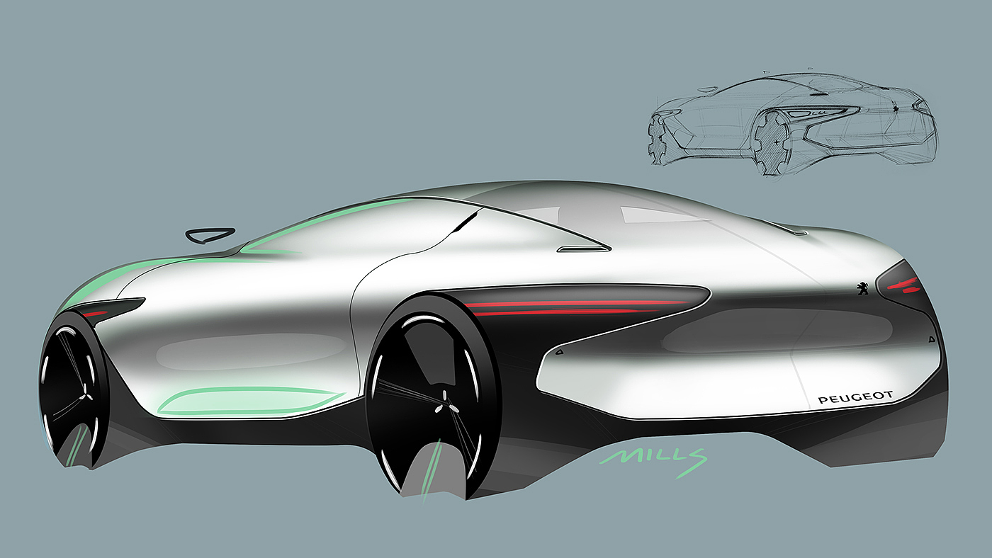 Automobile design，Render，routine，Hand drawn，Draft PS，