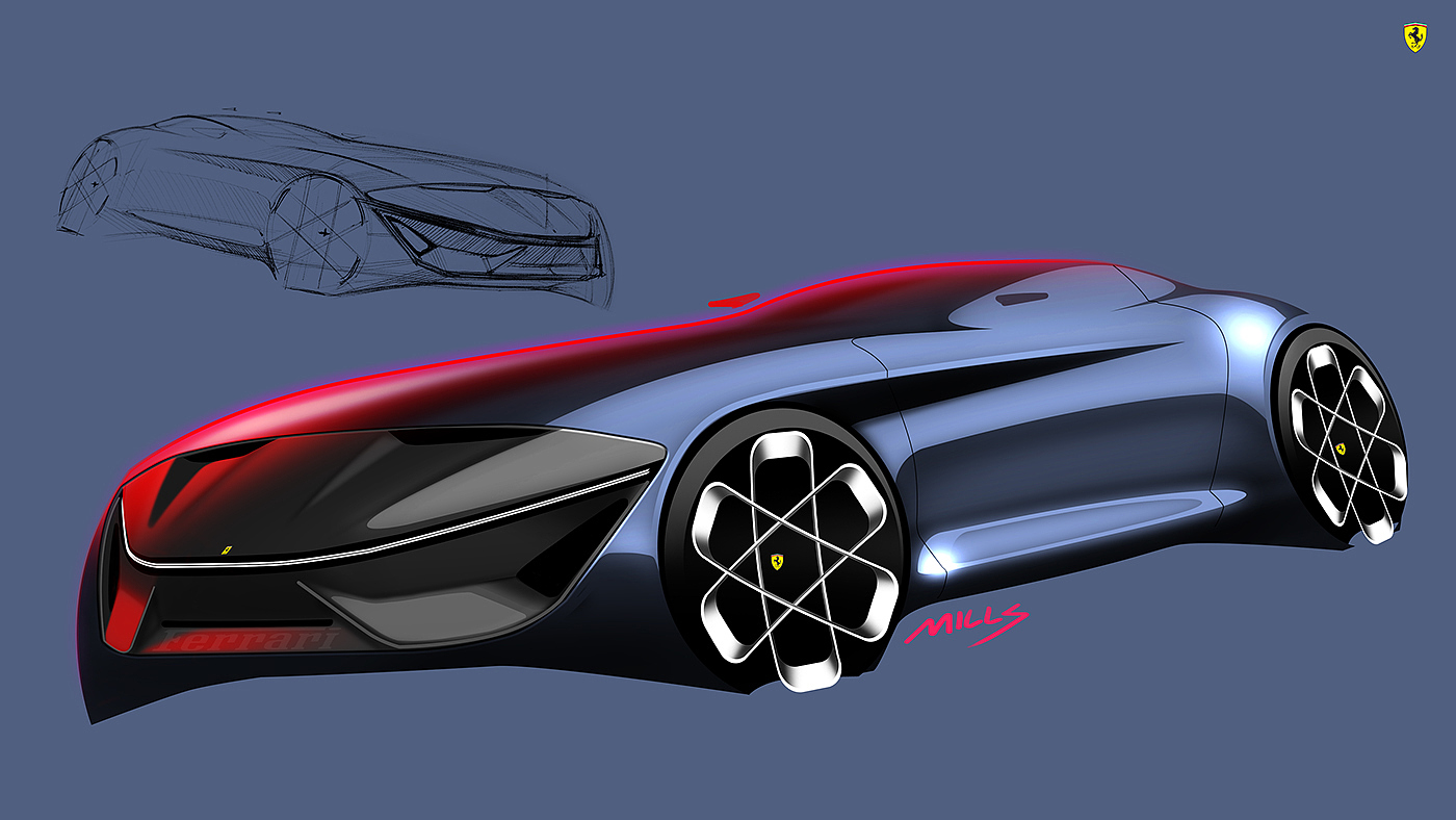 Automobile design，Render，routine，Hand drawn，Draft PS，