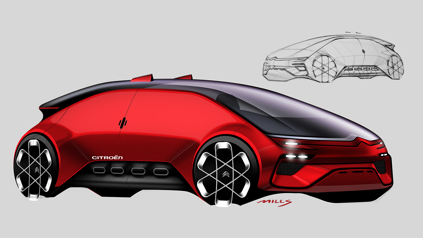 Automobile design，Render，routine，Hand drawn，Draft PS，