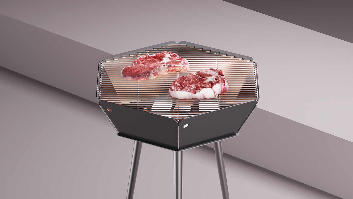 Barbecue rack，outdoors，two-in-one，Portable，stainless steel，product design，