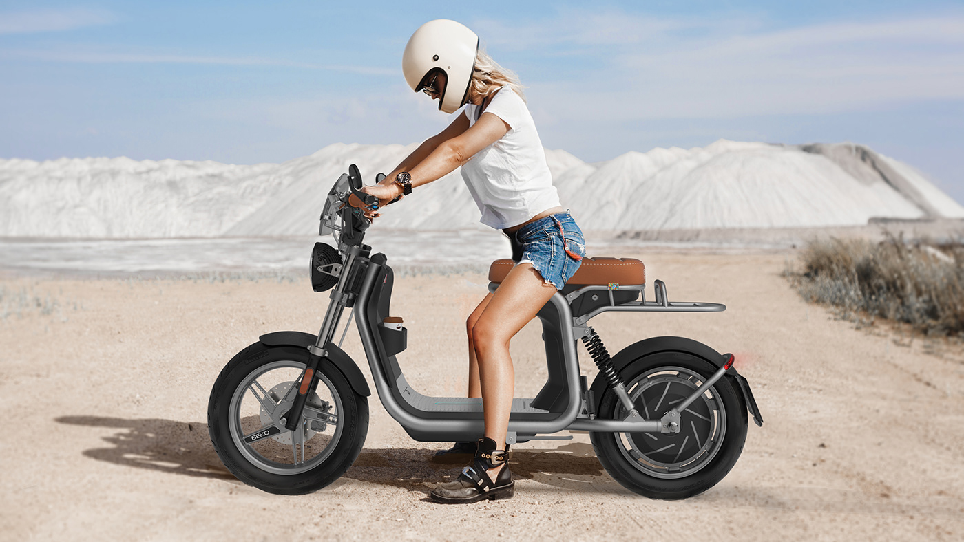 E-BETA Cafe Cruiser，Electric scooter，vehicle，Automobile design，