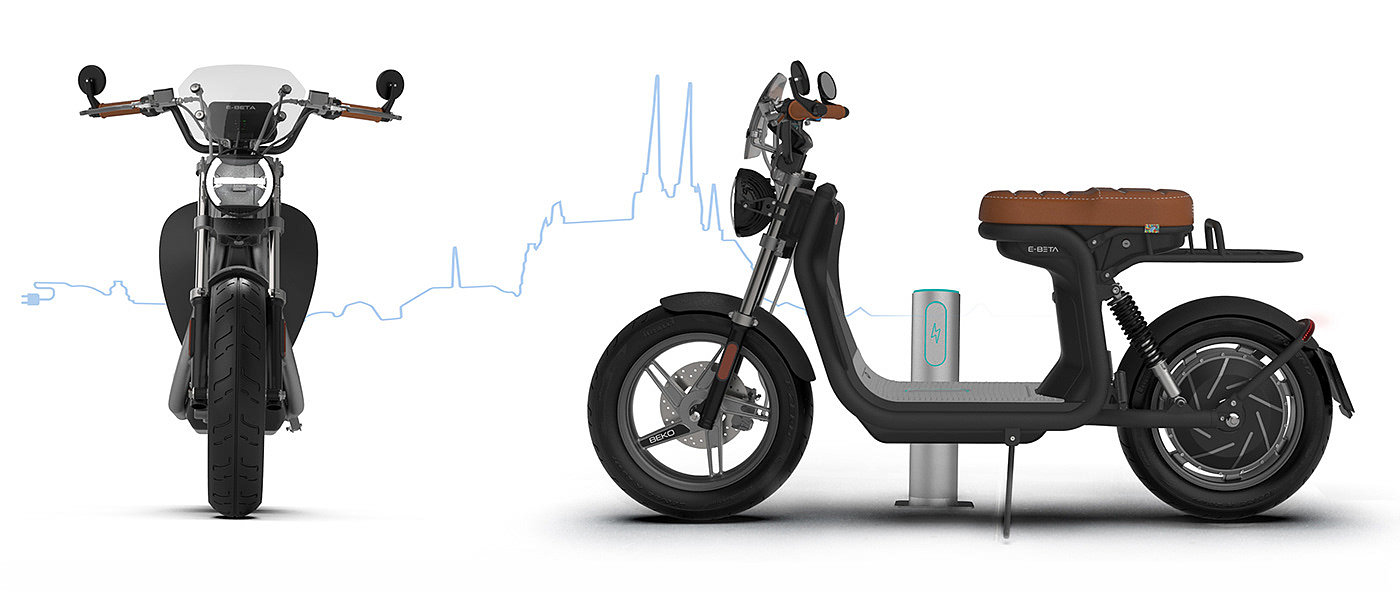 E-BETA Cafe Cruiser，Electric scooter，vehicle，Automobile design，