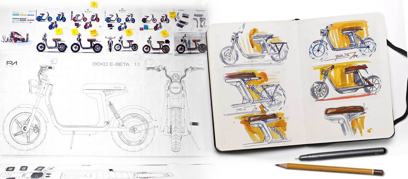 E-BETA Cafe Cruiser，Electric scooter，vehicle，Automobile design，