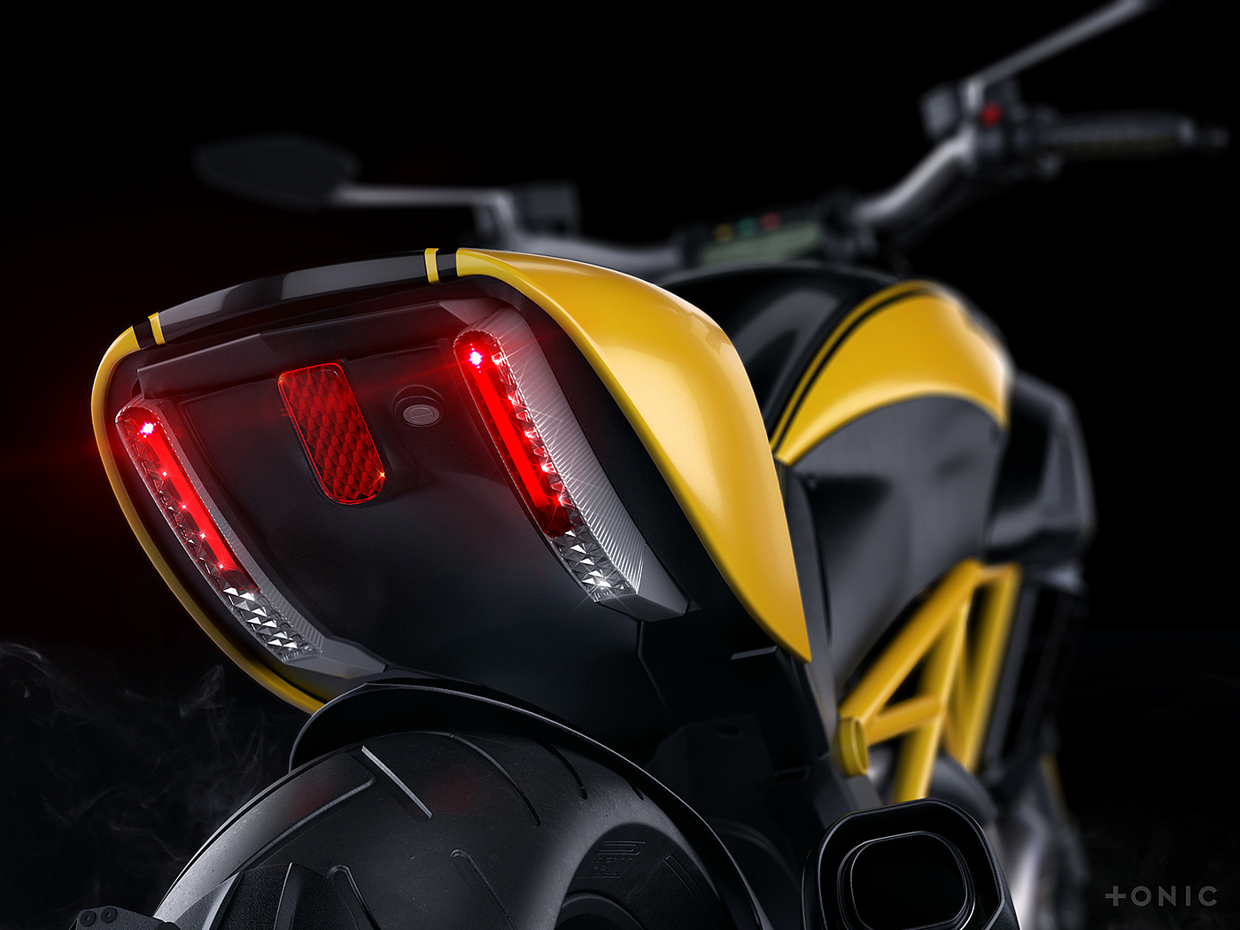 motorcycle，locomotive，CGI rendering，Ducati Diavel，
