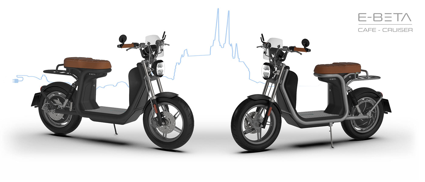 E-BETA Cafe Cruiser，Electric scooter，vehicle，Automobile design，