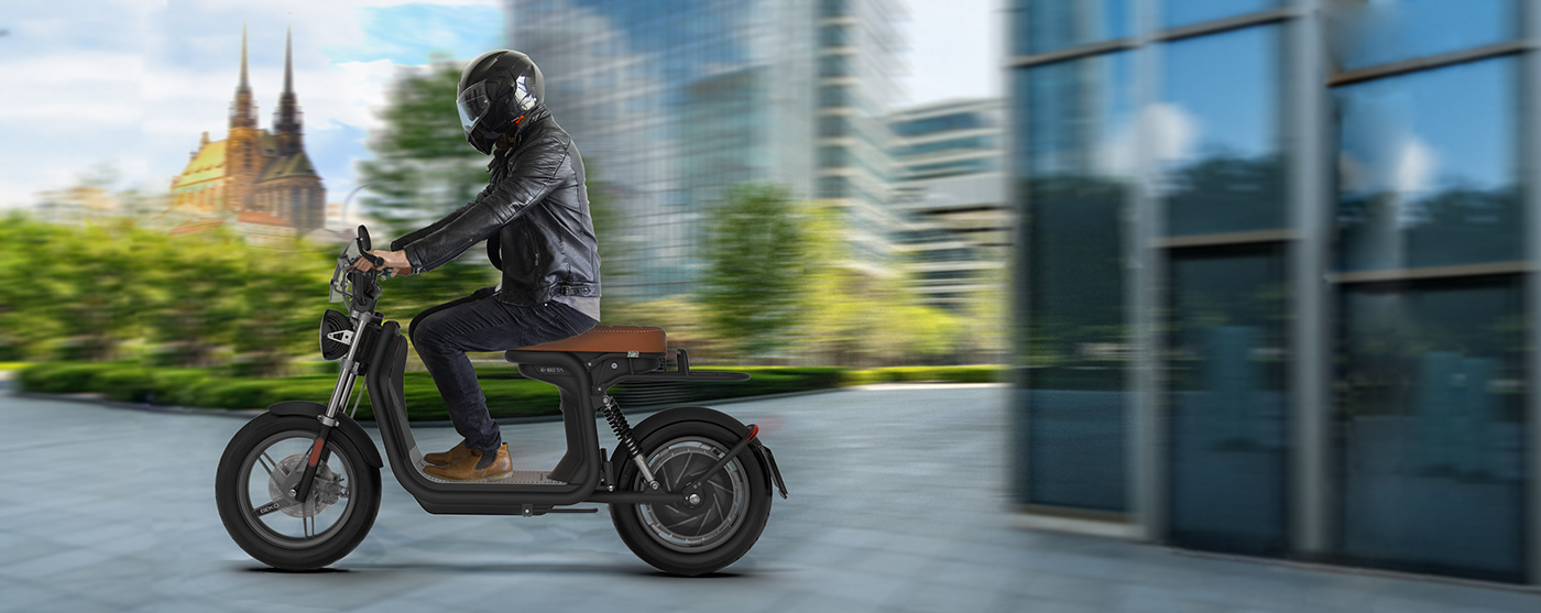 E-BETA Cafe Cruiser，Electric scooter，vehicle，Automobile design，