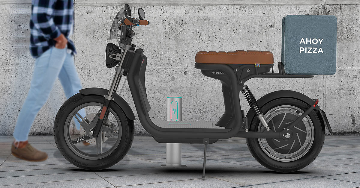 E-BETA Cafe Cruiser，Electric scooter，vehicle，Automobile design，