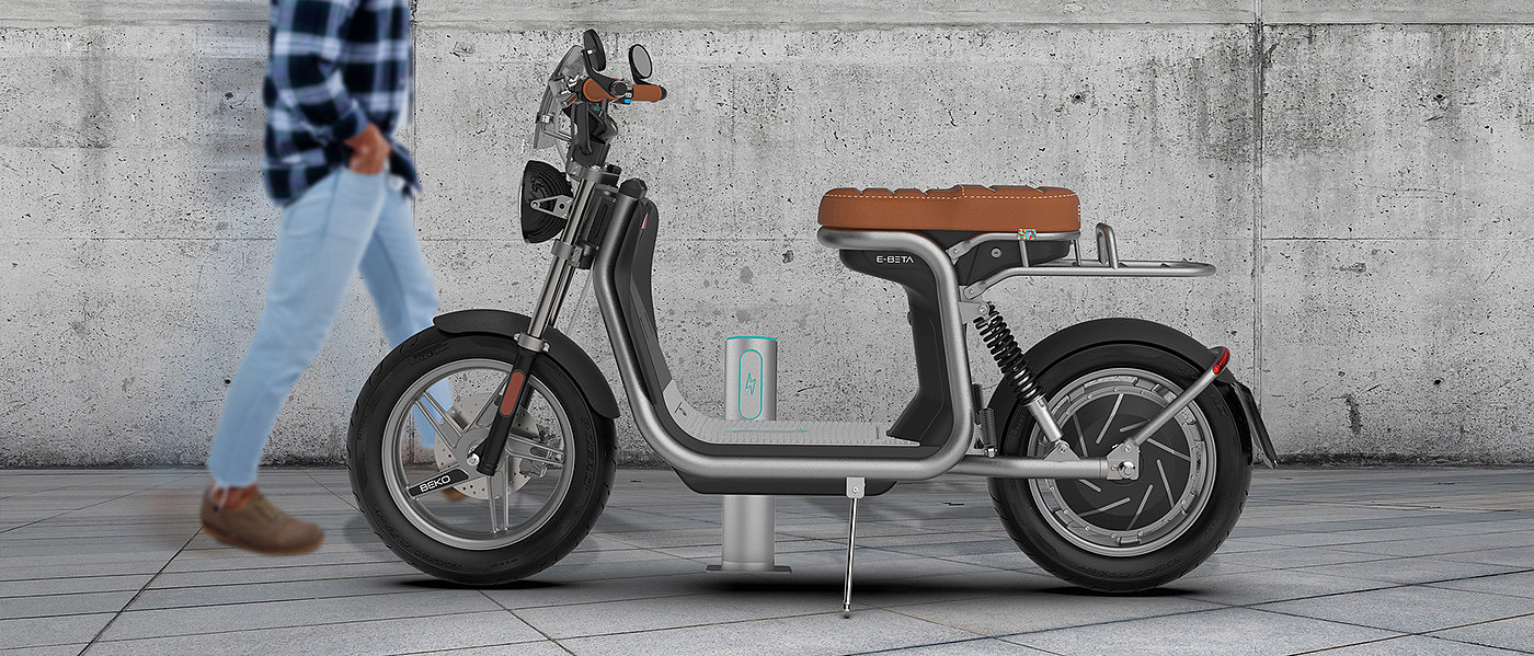 E-BETA Cafe Cruiser，Electric scooter，vehicle，Automobile design，