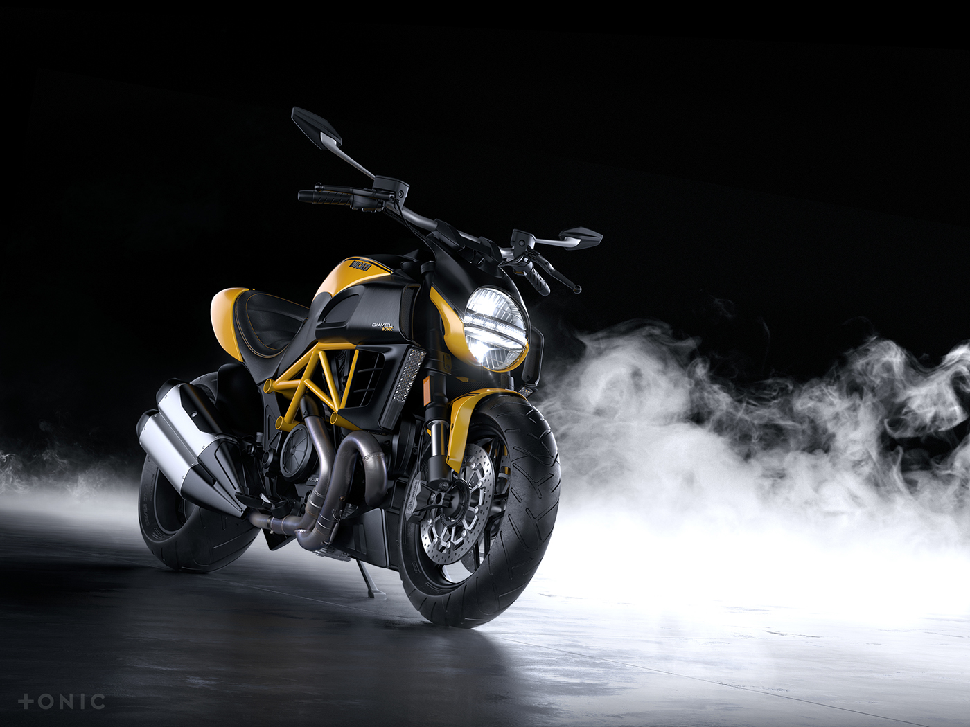 motorcycle，locomotive，CGI rendering，Ducati Diavel，