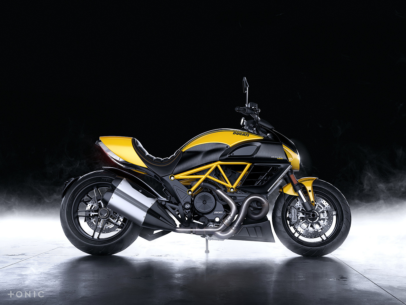 motorcycle，locomotive，CGI rendering，Ducati Diavel，