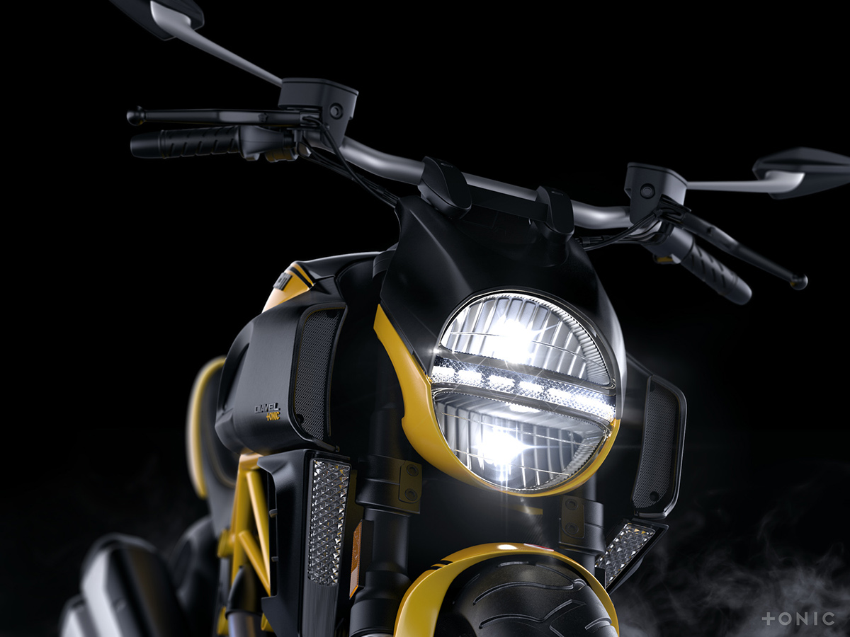 motorcycle，locomotive，CGI rendering，Ducati Diavel，