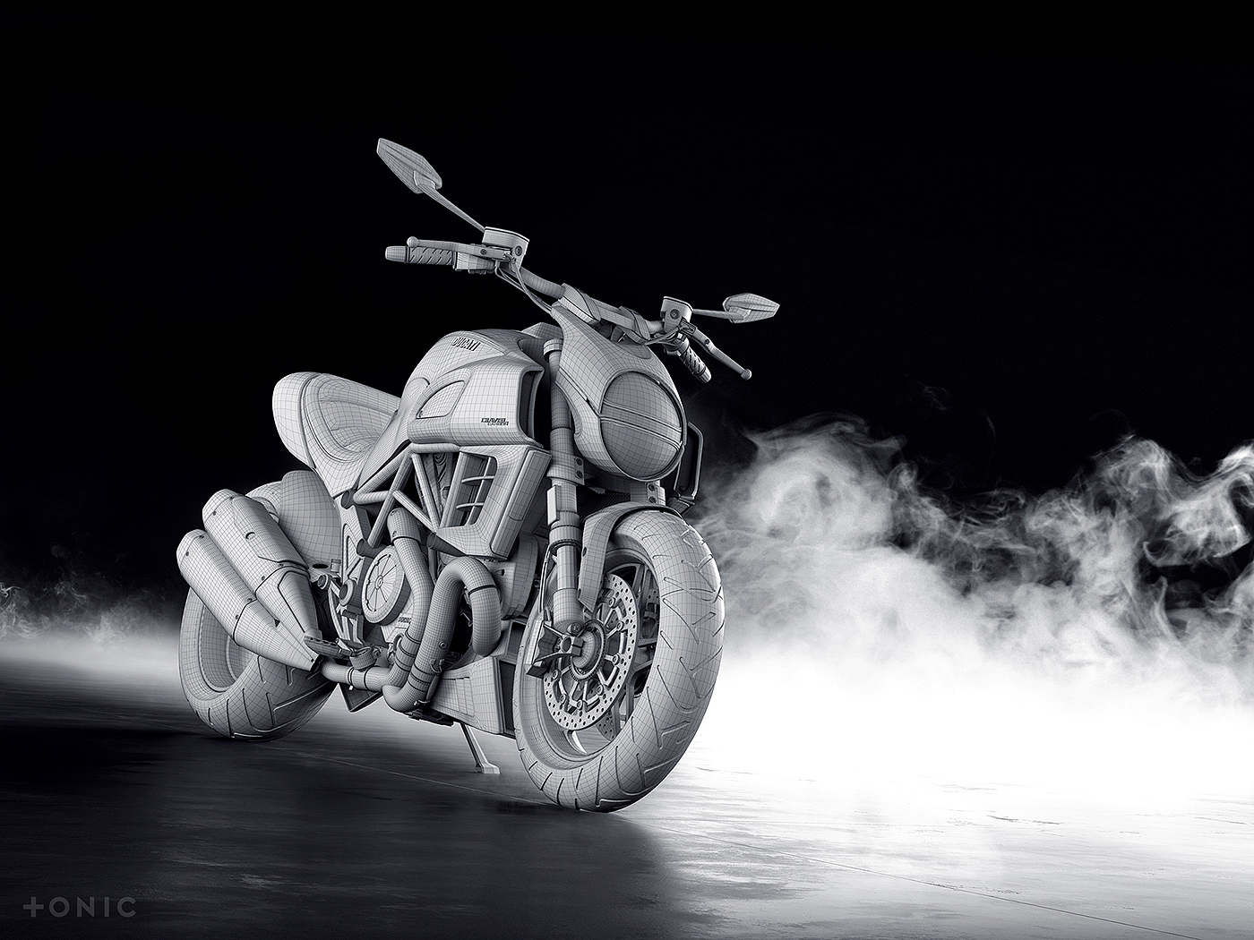 摩托车，机车，CGI渲染，Ducati Diavel，