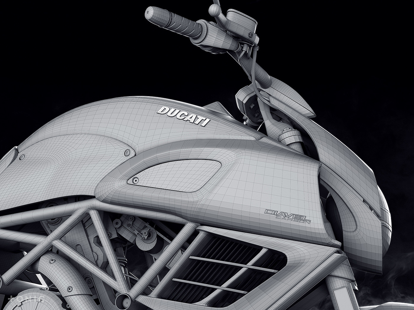 摩托车，机车，CGI渲染，Ducati Diavel，