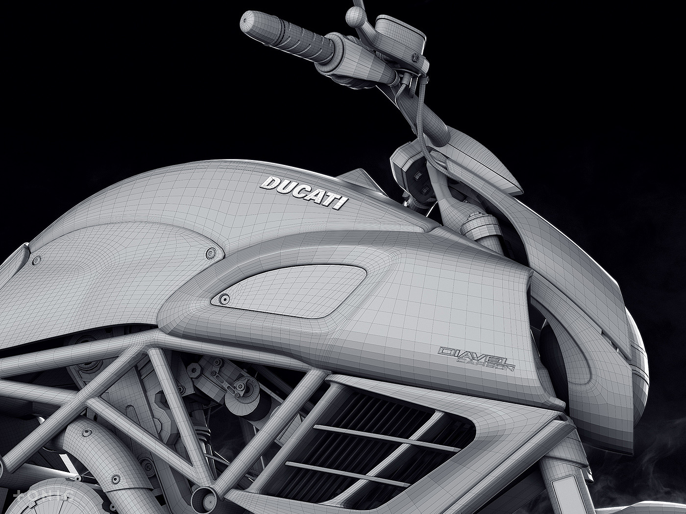 motorcycle，locomotive，CGI rendering，Ducati Diavel，