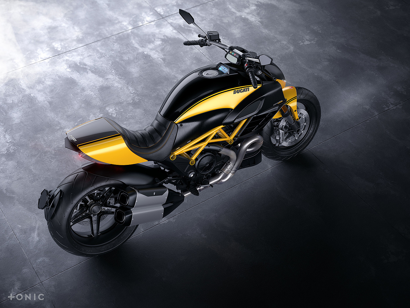 motorcycle，locomotive，CGI rendering，Ducati Diavel，