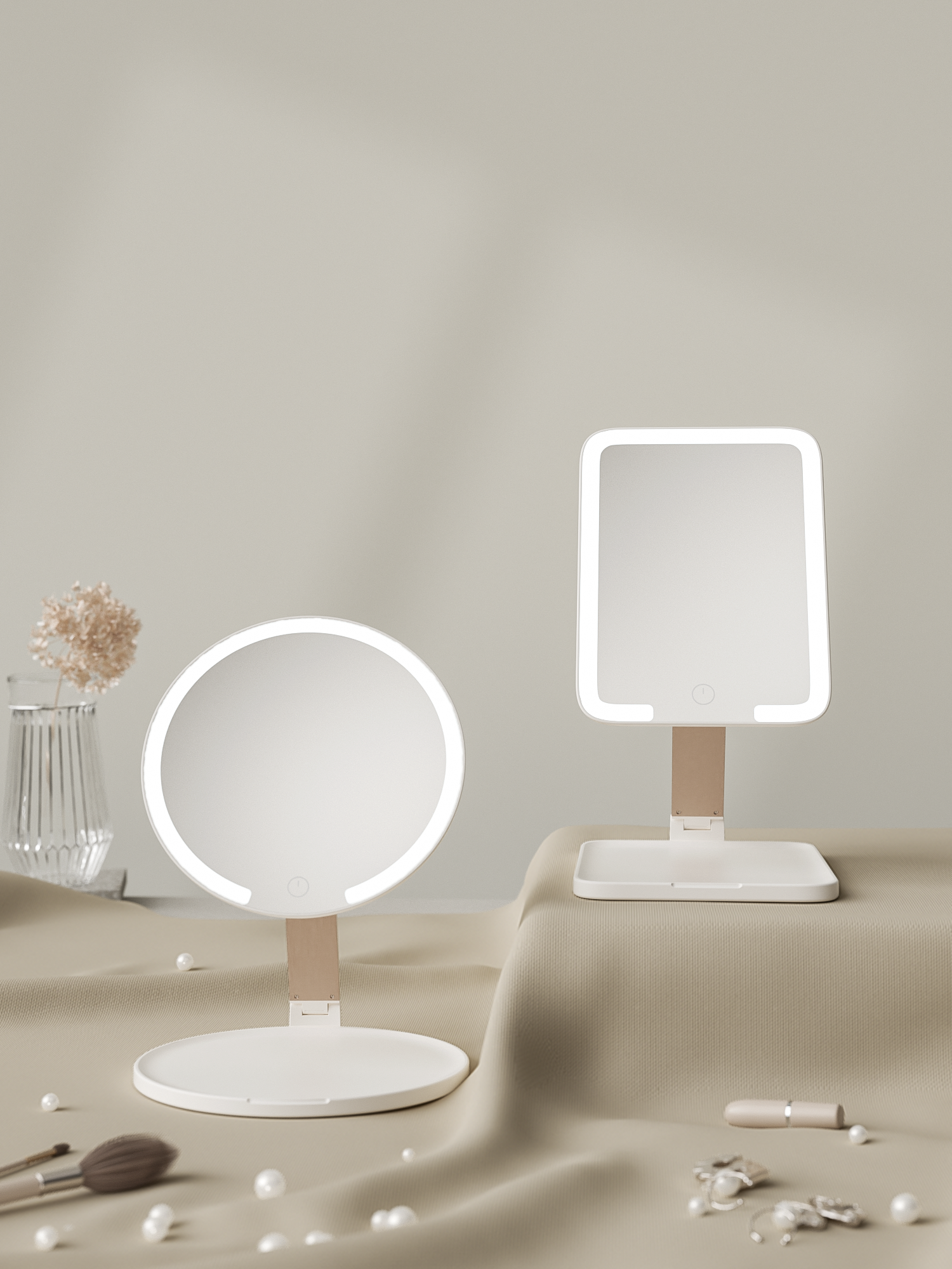 Qingqingmei，QIQIMI Kiss US，Folding beauty mirror，Led beauty mirror，Beauty makeup，Cosmetic mirror，