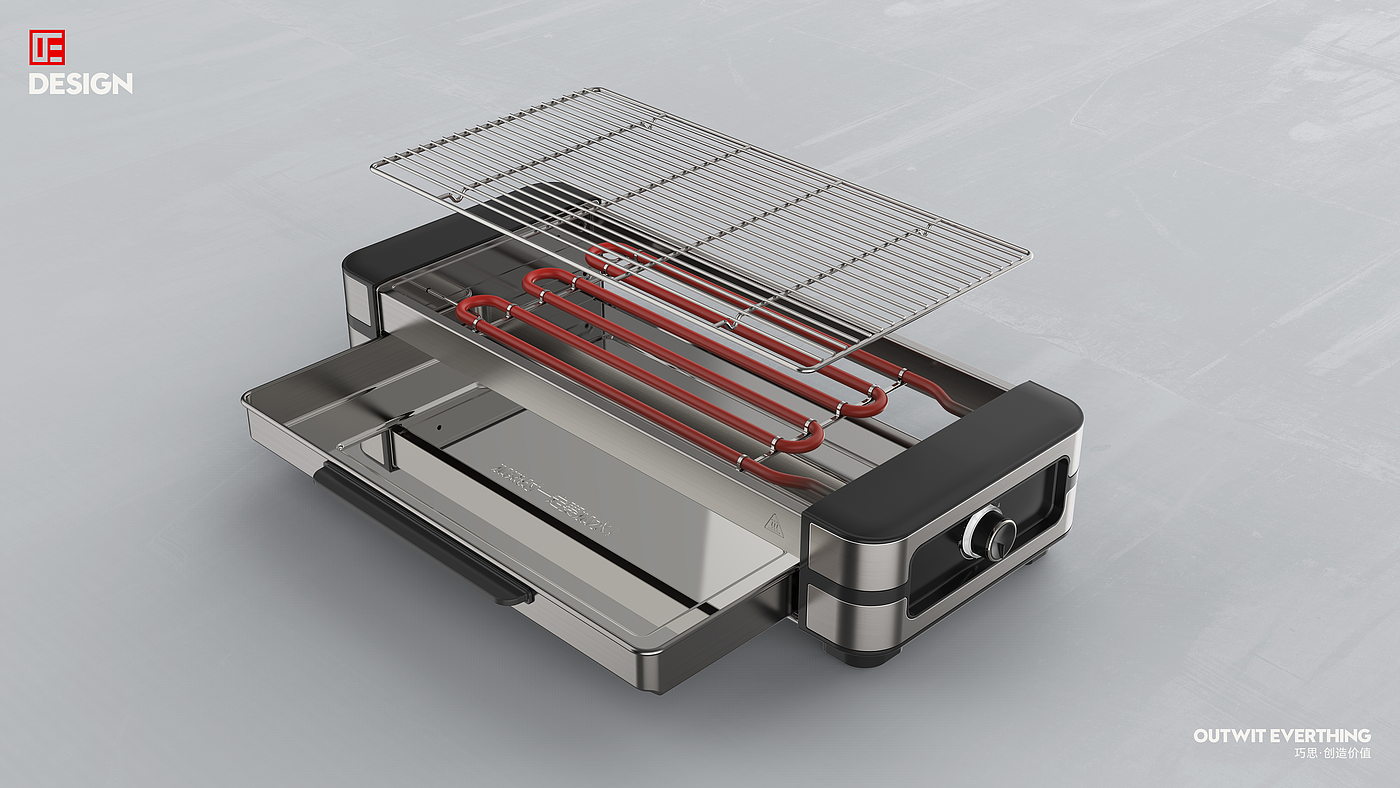 industrial design，Electric oven，barbecue grill，product design，Product rendering，Macro wing design，Fasti，