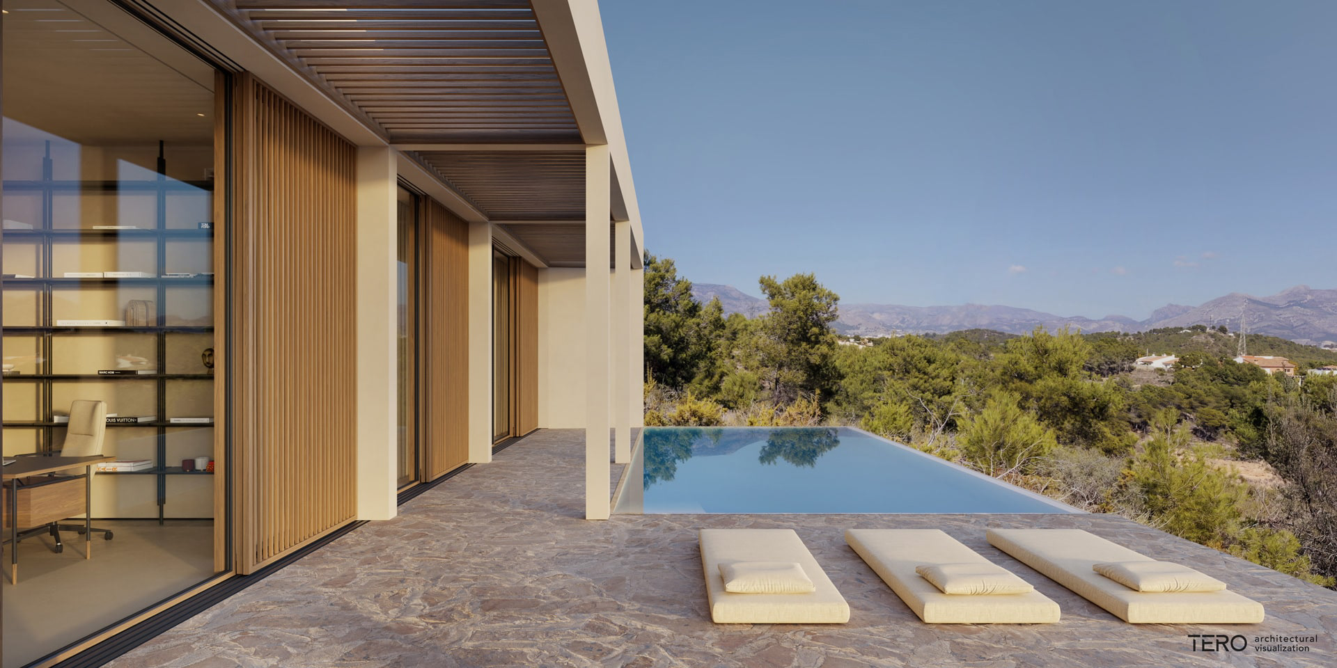 villa，The sun is shining.，natural，Self-feeling，